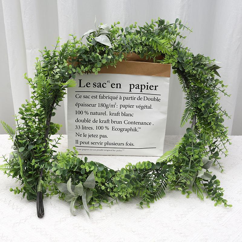 Plastic Simulation Rattan Eucalyptus Vine Circle Living Room Decoration Simulation of Green Plants