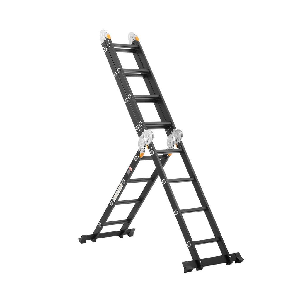 Multi-Purpose Folding Ladder 7-in-1 4 Step 15.5ft with Scaffolding Plank
