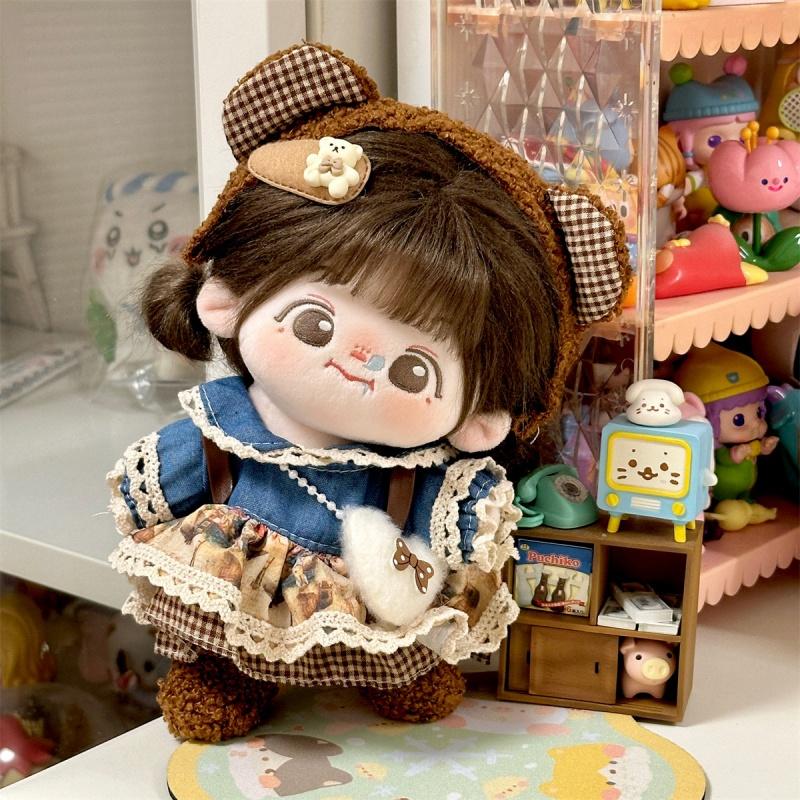2025 New 20cm Plush Dolls Clothes Skirt with Headband Fashion 20cm Plush Doll Clothes Accessories