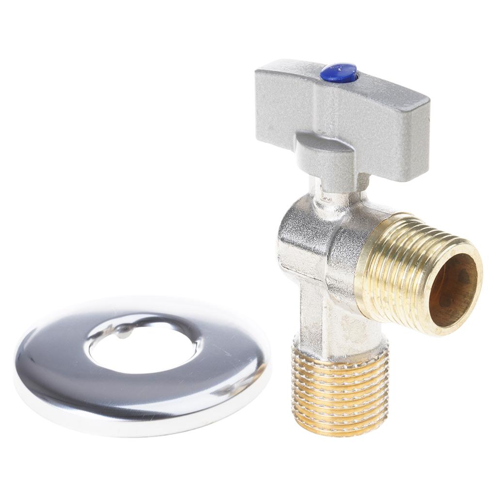 Brass Turn Shutoff Valves 1/2" Connection Heavy Duty Angle Stops Valves Quick Fixing for Water Heater & Sink Faucet