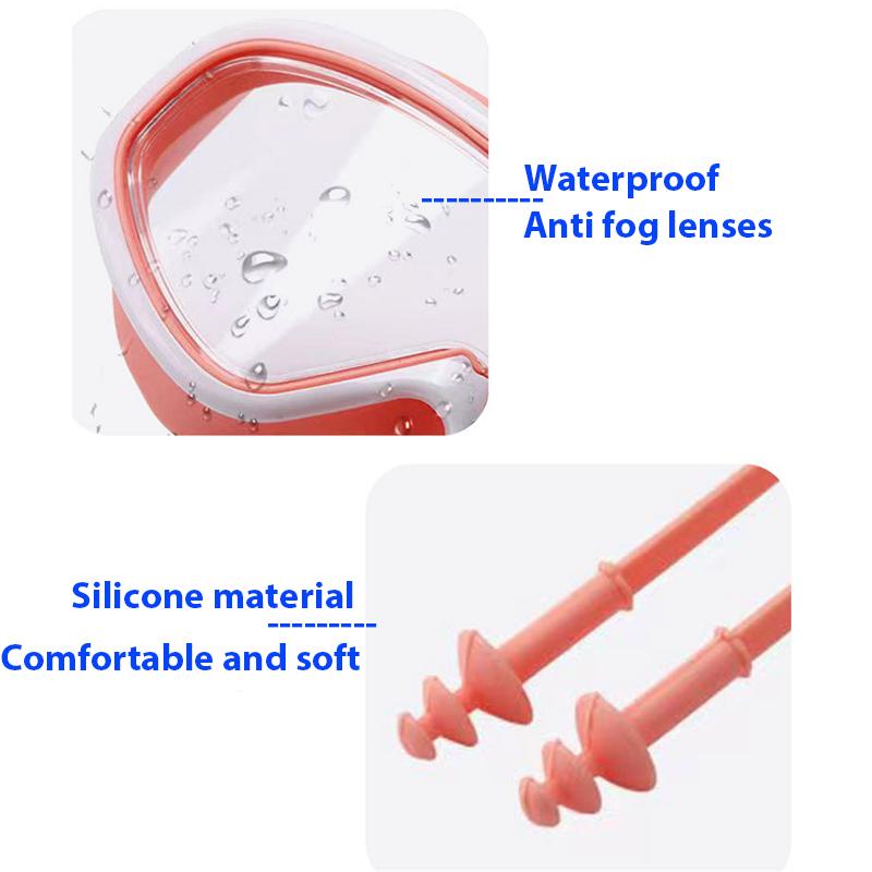 Swimming Goggles for Kids Big Frame Swimming Goggles with Earplugs HD Wide View Anti-Fog Swimming Goggles Eyewear No Leaking