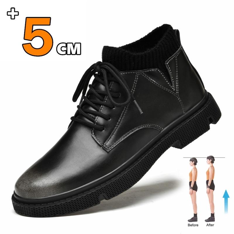 

Мужские ботинки на платформе из натуральной кожи, носки-ботинки, увеличивающие рост, ботильоны, зимние теплые повседневные туфли, стелька 5 см, свадебные, формальные 41