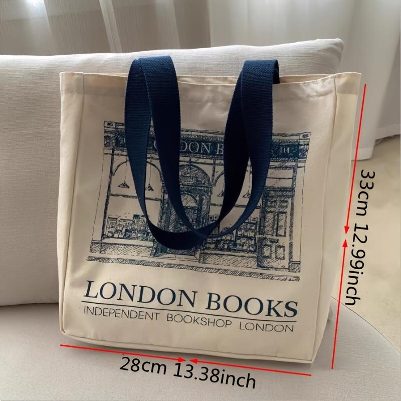 Women Canvas Handbags Shoulder Bag Ld Books Print Ladies Casual Tote Bag Female Handbag Shopping Bag Student School Bags