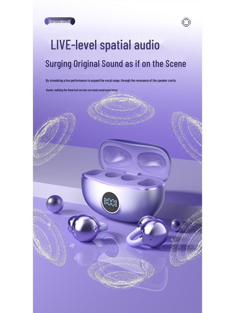 Bluetooth 6.0 Smart Noise Reduction Clip-On Wireless Headphones with Long Battery Life