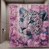 Exquisite And Romantic Pink Leopard Print Sea Print Shower Curtain With Hook, Machine Washable, Suitable For Bathroom Decoration