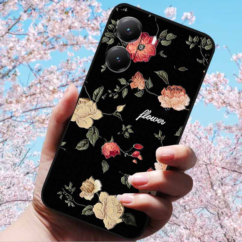 For Xiaomi Poco X7 Pro 3D Relief Flower Emboss Soft Silicone Case Cartoon Painted Back Cover for Poco X7 Pro with 3D Relief Case