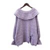 Lotus leaf collar three-dimensional flower butterfly design sense knitted sweater top autumn and winter new loose sweater pullover woman