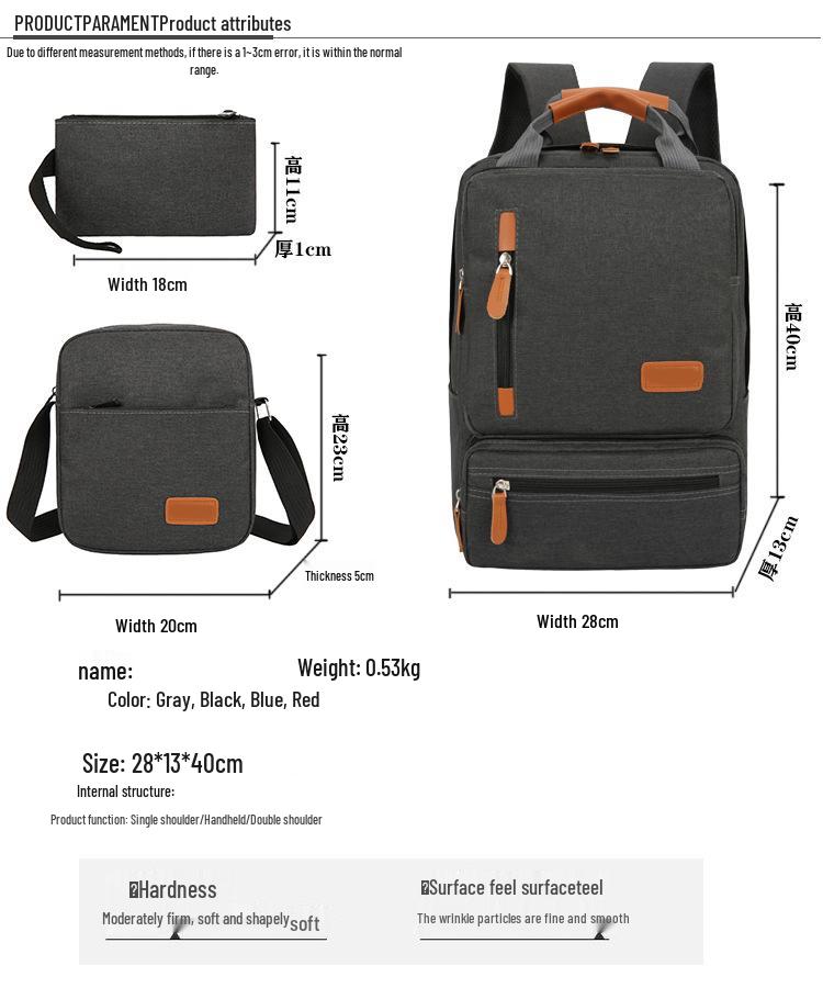 2025 Unisex Fashion Backpack: Student School Bag & Travel Laptop Three-Piece Set