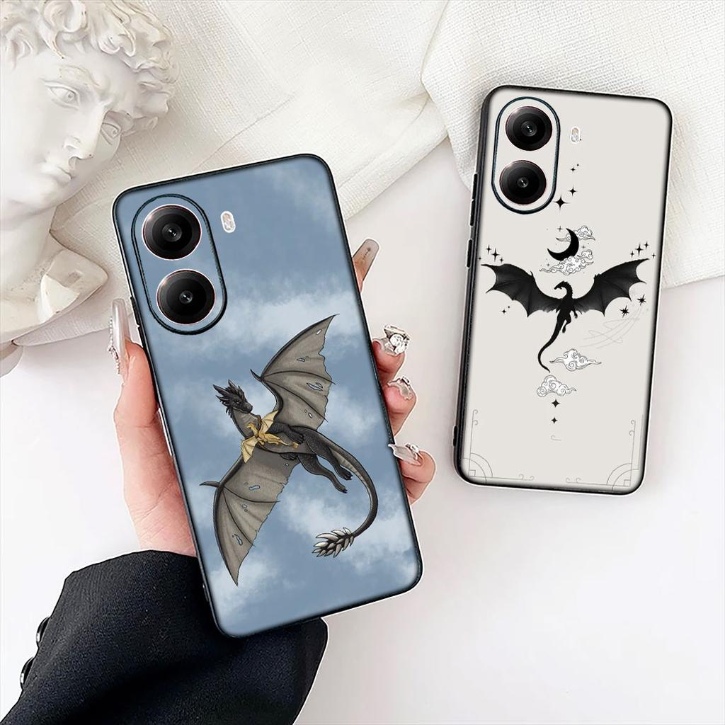 Book Dragon Fourth Wing Phone Case for Samsung Galaxy A06 A05 A14 A50 A51 A52 A12 A13 A23 A70 A07 A25 A26 A72 A56 Soft Cover