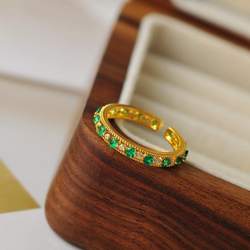 Emerald Zircon Diamond Retro Korean Fashion Ring