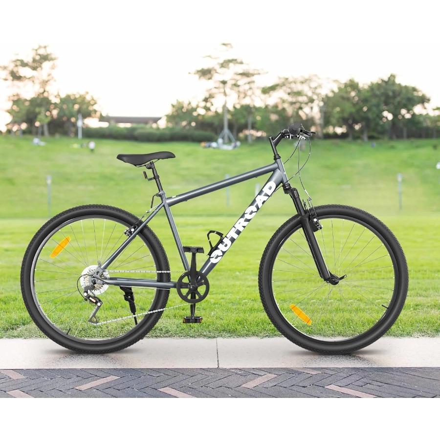 26 Inch Mountain Bike 7Speed Adult Bike with Dual V Brakes for Outdoor Cycling High Carbon Steel Frame with Front Suspension an