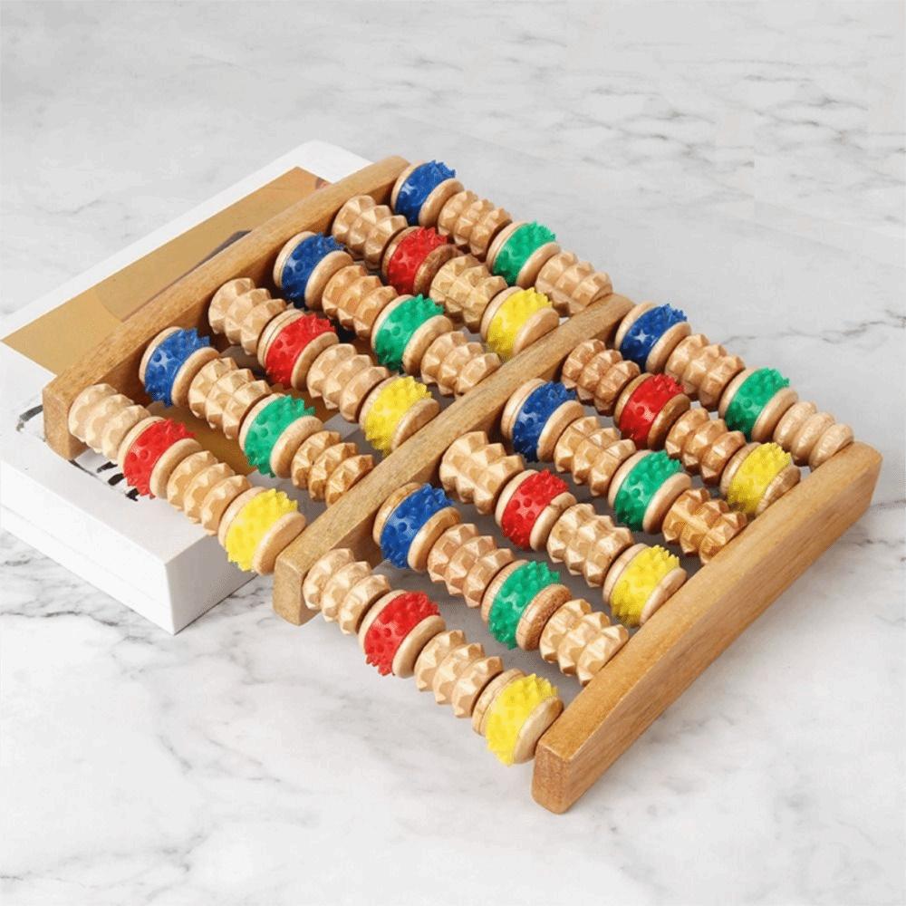 Wooden Foot Massage Wheel 6 Rows Foot Massage Tools Wear-resistant Feet Care Massager  Send parents
