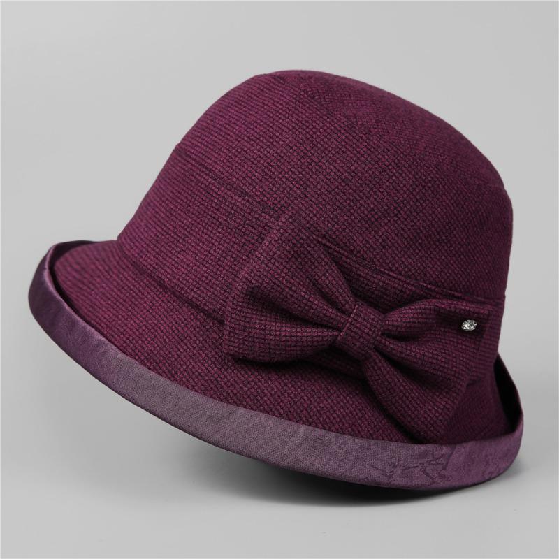 Hat Female Autumn and Winter Basin Hat Autumn and Winter Warm Bow Bucket Hat
