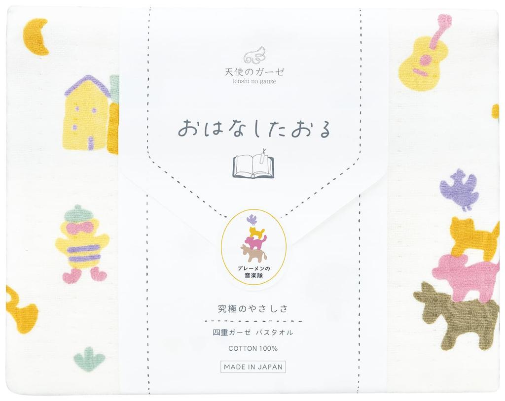 Nisshin Shoko Angel's Gauze Bremen Town Musicians Bath Towel, TE3032, 70 X 120 Cm
