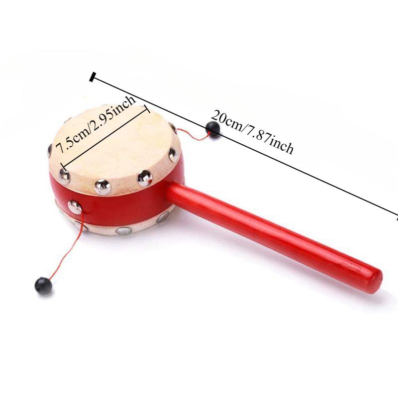 Çin Geleneksel Koyun Derisi Davul Ahşap Bebek Çıngırak Oyuncakları Yenidoğan Yürümeye Başlayan Çocuk Eğitici