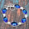 Swiss Blue Topaz Gemstone  925 Sterling Silver Handmade Unique Bracelet