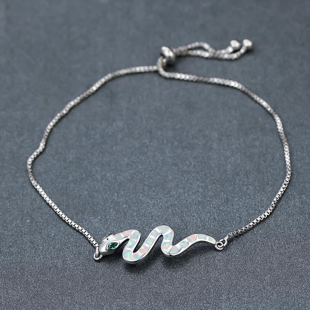 Rose Gold Blue White Green Eyed Snake Drawstring Womens Versatile Bracelet