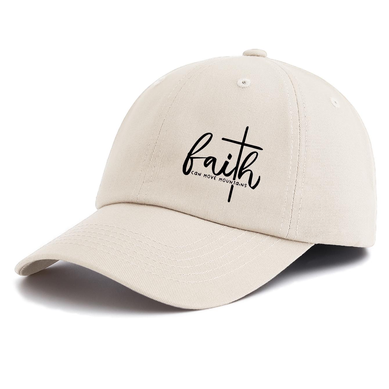 

1pc Faith Print Baseball Cap for Adults,Minimalist Retro Style Casual Soft Adjustable Dad Hat,Perfect As Gift бежевий