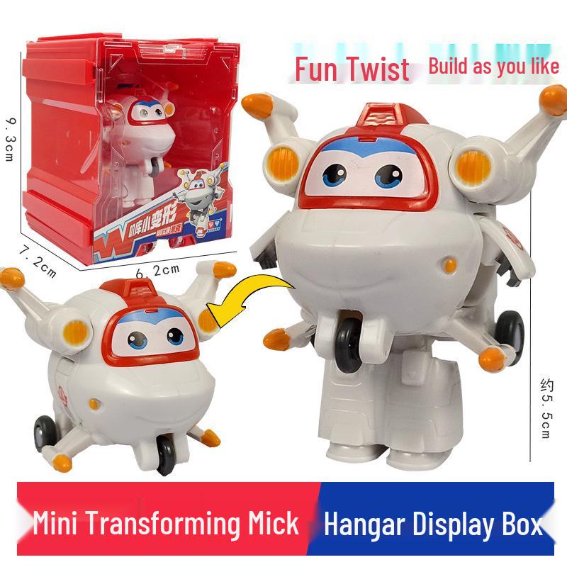Super Wings 13-Piece Mini Transforming Robot Set: Jett, Big Strong, Jin, and Mighty Little Wing Toys