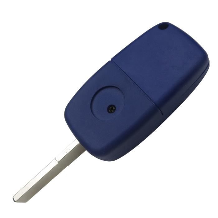 Key Shell for Fiat Panda Bravo Qubo Grande Punto Idea Stilo - 2 Buttons Blue - Remote Fob with Blade Phonillico®