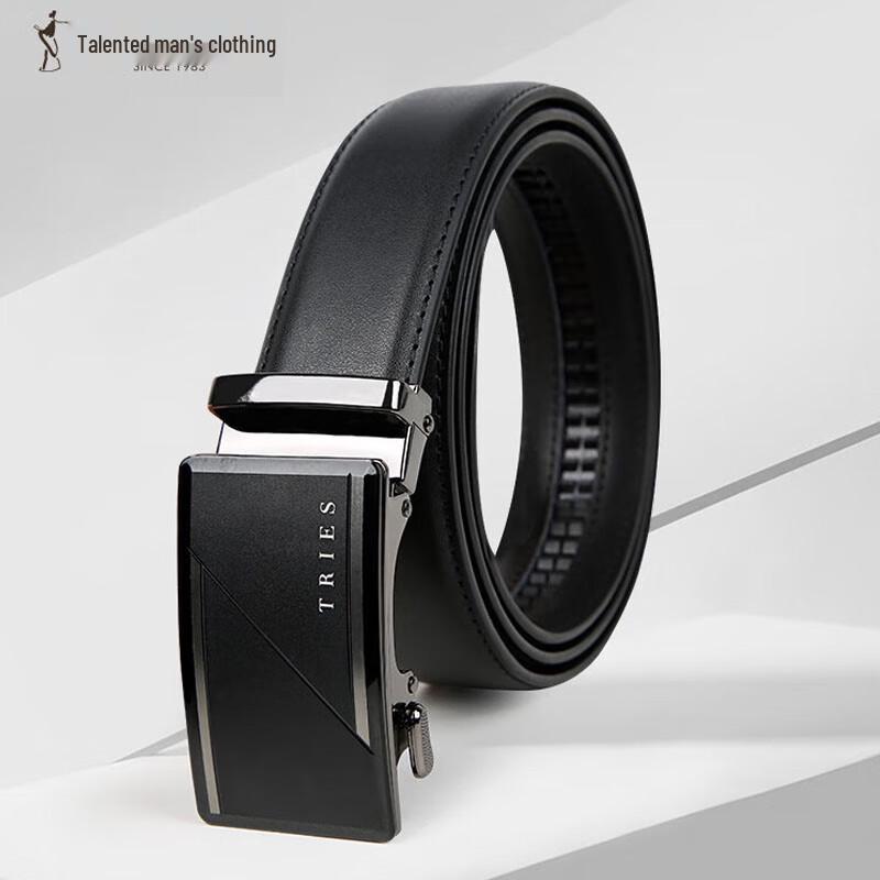 TRIES Men s Automatic Buckle Leather Belt 120cm