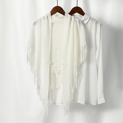New Knitted Cotton Tassels Shawls Triangle Scarf Woman Soft High Quality Wraps Travel Beach Cape Femme Hollow Fashion Scarves