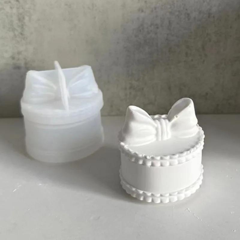 Mini Bow Shaped Storage Box Model Circular Gypsum Cement Relief Mold for DIY Epoxy Resin Handmade Jewelry Storage Creative Home