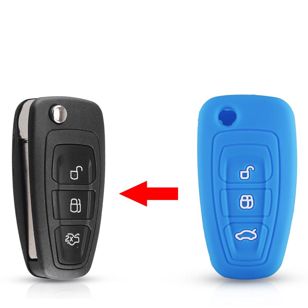 KEYYOU 3 Tasten Silikon Auto Fernbedienung Schlüsselanhänger Abdeckung Hülle Für Ford Ranger C-Max S-Max Focus Galaxy Mondeo Transit Tourneo Custom