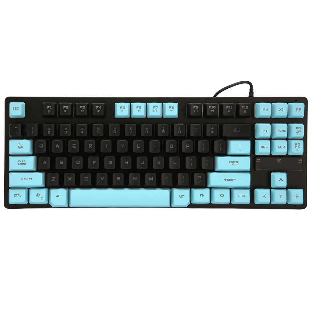 Wired Gaming Keyboard 87 Keys Ergonomic Color Backlit Design Desktop Notebook Computer AccessoriesBlue and Black