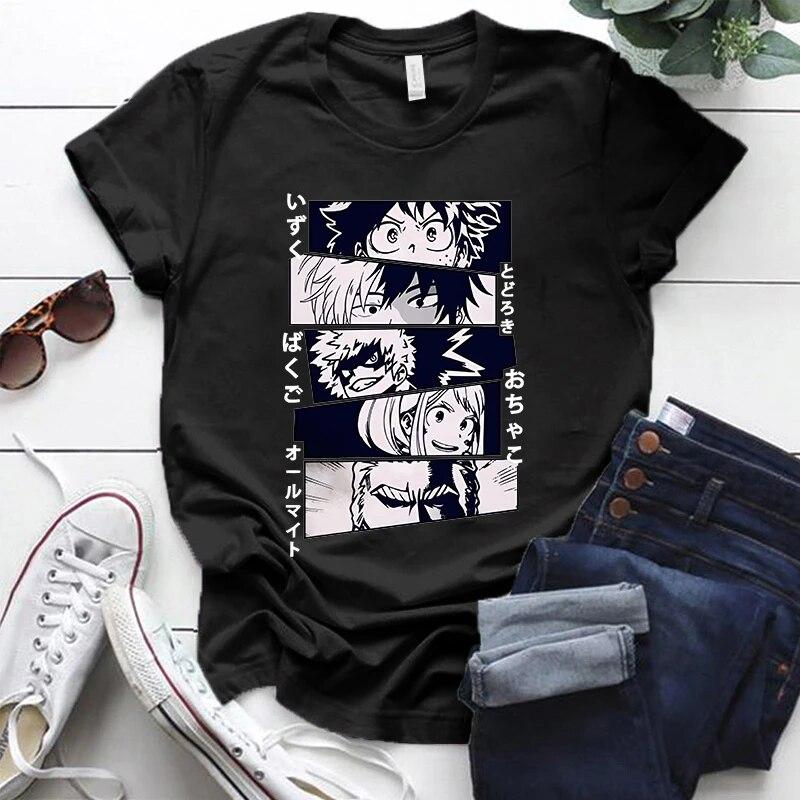 New Anime Deku Bakugou Katsuki Todoroki Shoto Printed T-shirts Unisex Women Fashion Y2k Summer Casual Short Sleeved T-shirts