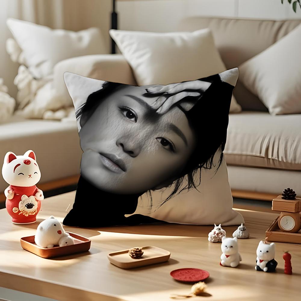 Gong Li Actress Cushion Cover Antidustmite Pillowcase Invisible Zipper Silky Short Plush Sofa Cushion Cover