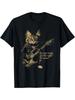 Men'S Vintage-Style T-Shirt Featuring a Rockstar Cat Playing Guitar, Complete with The Slogan 'Are You Ready to Rock' And a Playful Cat Design. Perfec