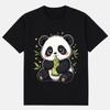 Asian Size Cotton Unisex Print T-shirt Cute Panda With Bamboo No-Cut Heat Transfer Print Tshirt Regular Fit