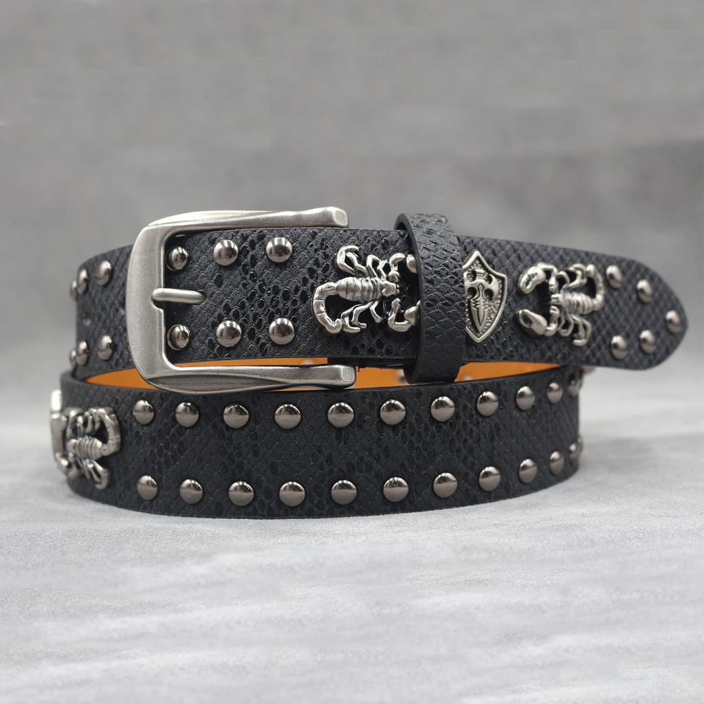 7-color 3D Scorpion Rivet Belt Punk Men's Belt Women's Snake Pattern Versatile Decorative Belt