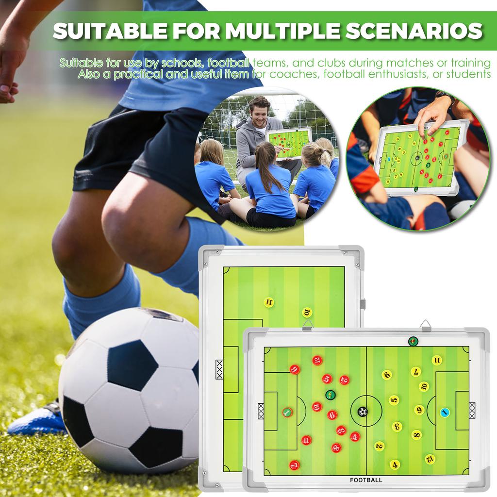 Magnetic Soccer Coaching Board Double Sided Dry Erase Soccer Tactics Board with Marker Pen and Eraser for Training Game Analysis