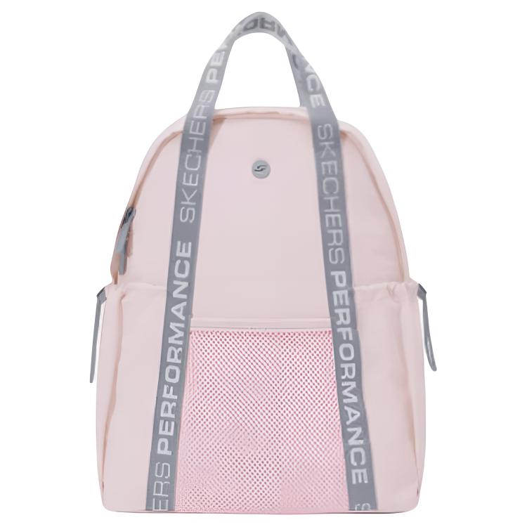 Skechers Sports Series Casual Versatile Zipper Closure Fabric Backpack Medium Unisex Backpack Soft-Pink P225U042-01T6 Soft Pink
