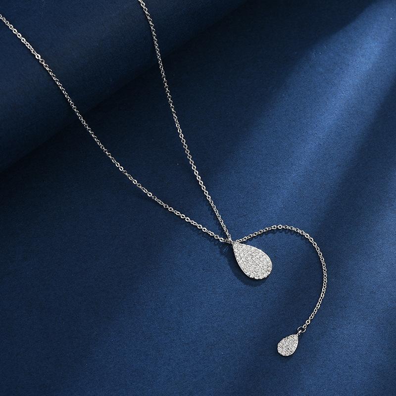 ANENEJERY Women's Necklace Simple Personality Water Drop Necklace Fashion Versatile Hollow Necklace