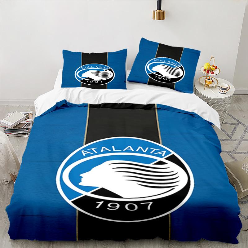 Set de așternut Atlanta Football Club 3 bucăți, Ideal pentru 1 husă de pilotă și 2 fețe de pernă, Perfect pentru cadou pentru fani, Ideal pentru dormitor, Cămin