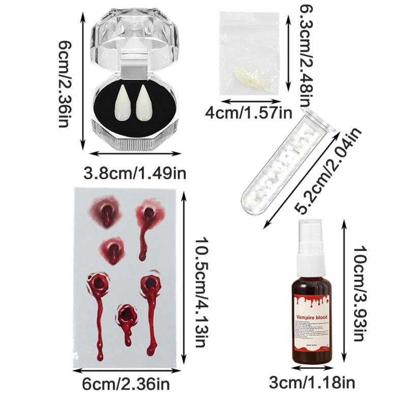 Realistic Vampires False Teeth Set With Blood Effect And Safe Dental Cosplay For Halloween Costume Accessories
