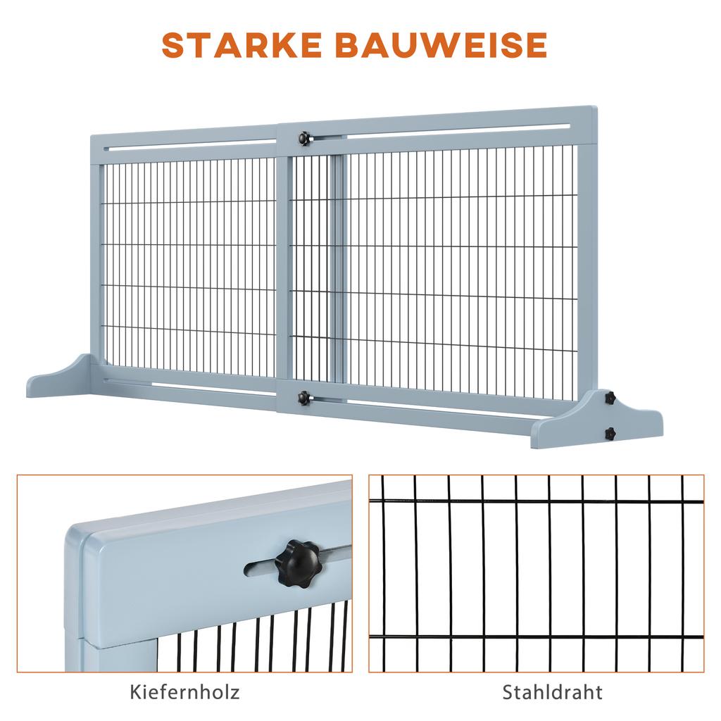 Freestanding Dog Gate, Foldable Pet Fence, Indoor Wood Barrier, Stair Gate with Support Feet, for Doorway, Hallway, Small and Medium Dogs