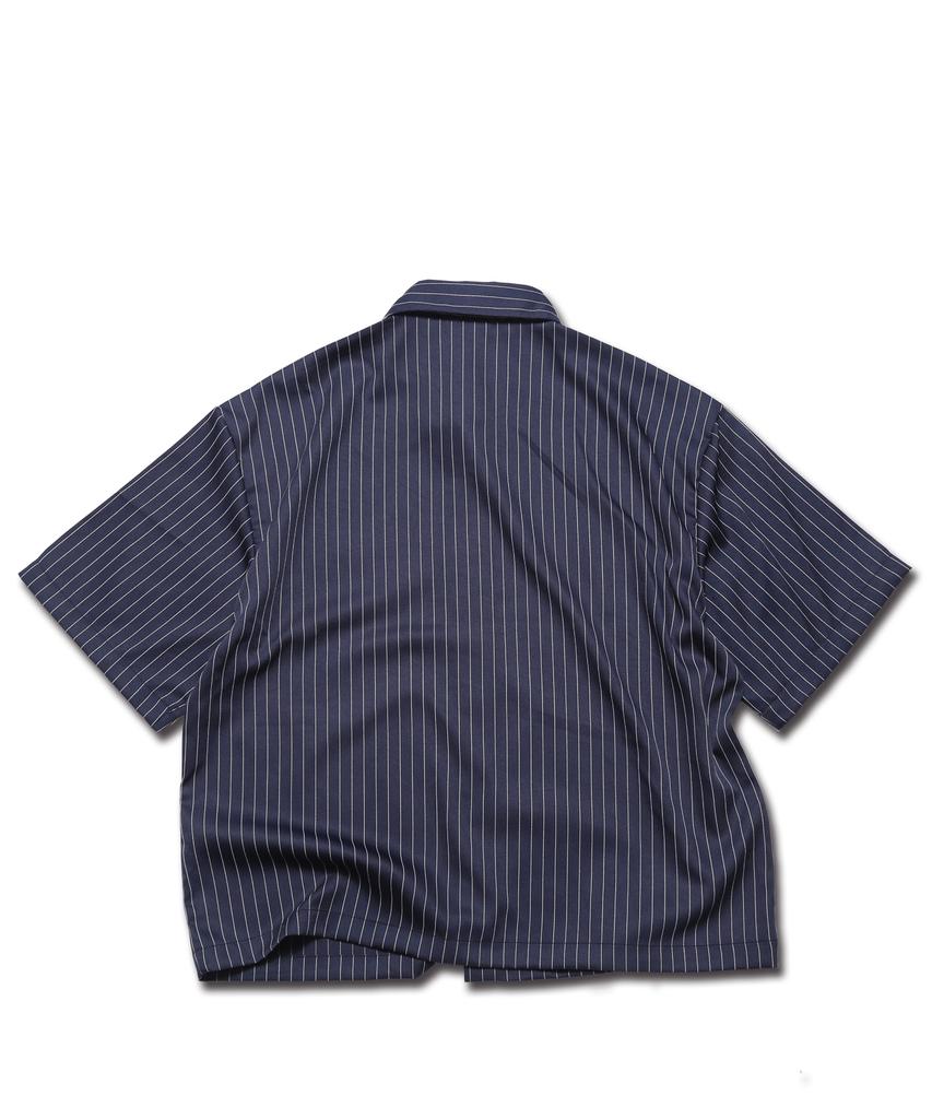 ROCKPSYCHO Crop Pinstripe Shirt - Navy