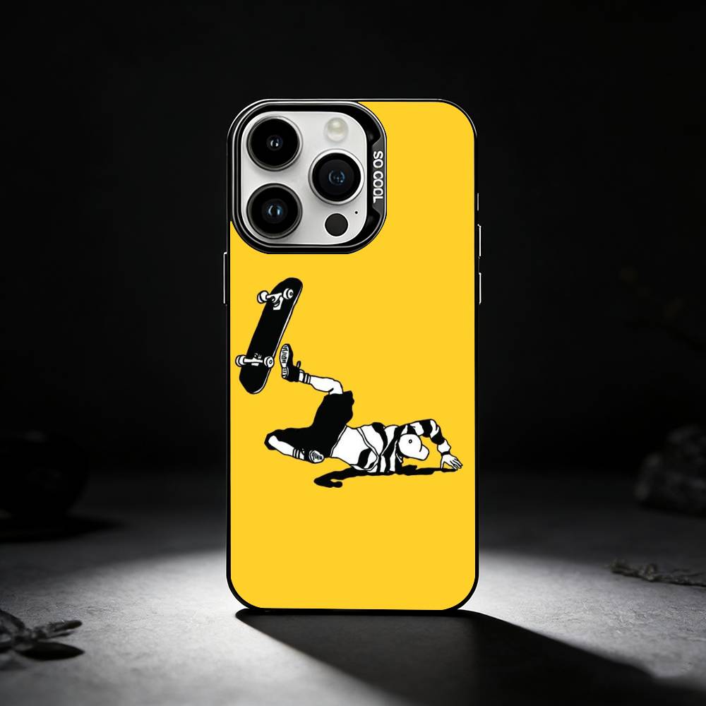 COOL S-Skateboard Phone Case For iPhone 17,16,15,14,13,12,11 Plus,Pro Max,XS,Colored silver phone case