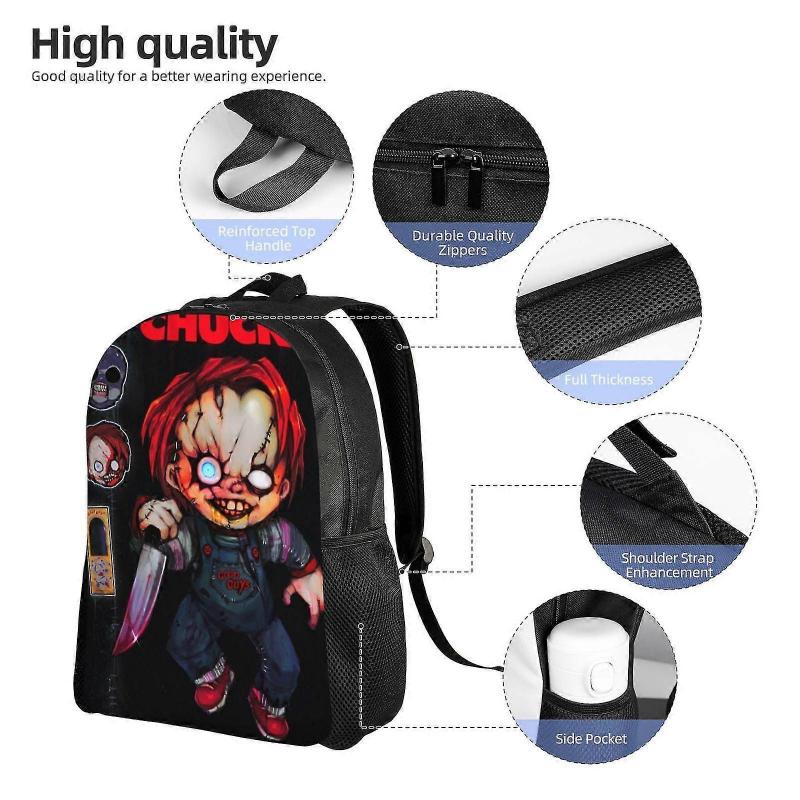 Cartoon Chucky Unisex Backpack Laptop School Bag College Student Satchel Lightweight Basic Daypack For Adult Teen Kids-SYS454