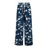 Women's Printed Wide Leg Pants With Pockets High Waist Drawstring Loose Casual Pants