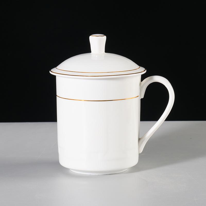 Jingdezhen Ceramic Tea Cup with Lid - Large Capacity for Office & Meetings