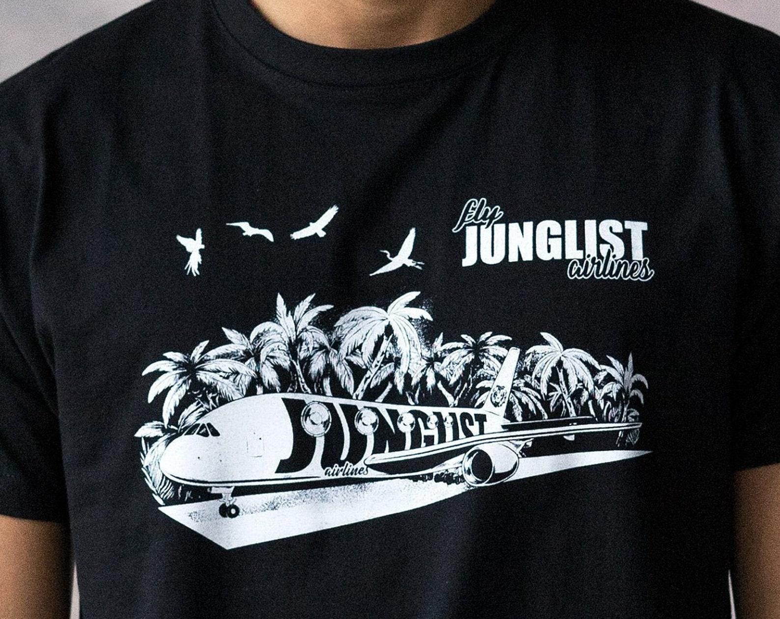 Junglist Airlines T-Shirt, Drum and Bass Music Tee S