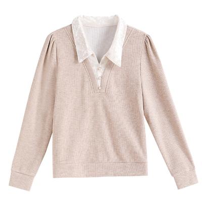 Fake Two-piece Long-sleeved Sweater for Women In Spring New Slim Top Temperament Pullover Shirt