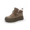 Fur Integrated Snow Boots Women's Winter Warm Velvet Short Boots Thick Sole Non-slip Fashion Leather High-top Cotton Shoes