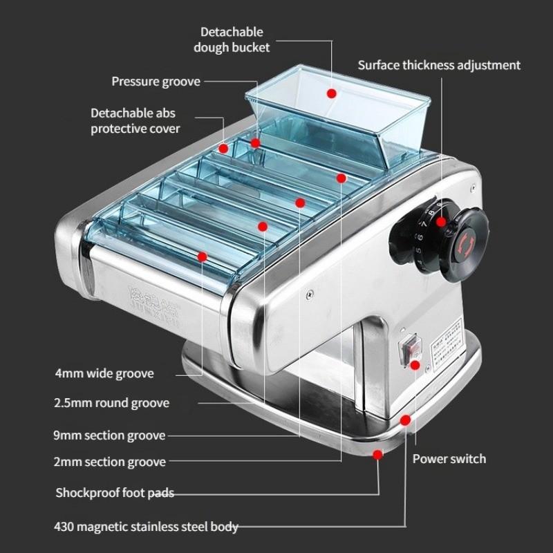 Stainless Steel Dumpling Wrapper Machine Household Electric Noodle Press Machine Commercial Pasta Noodle Maker