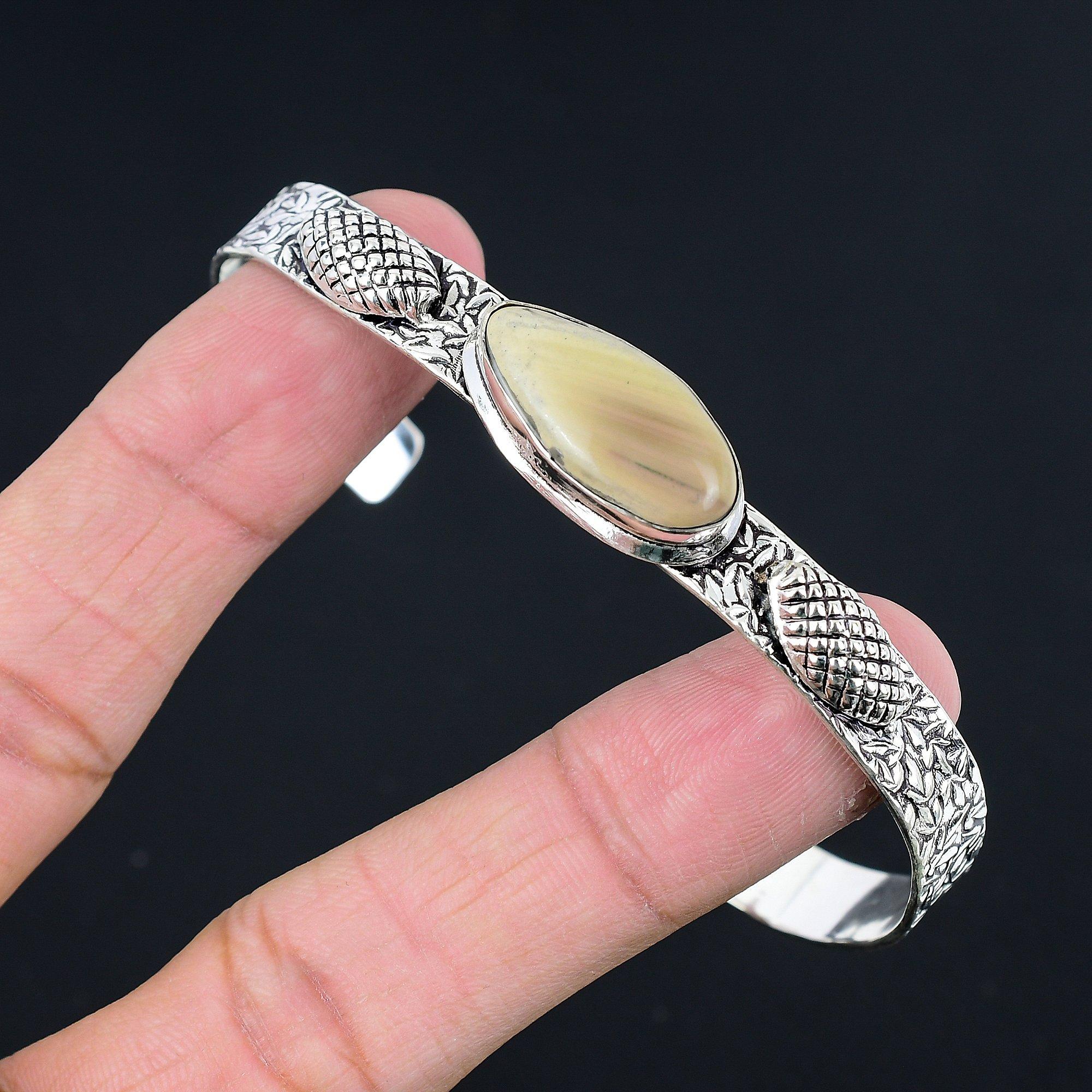 

Daughters Day Sale Imperial Jasper Gemstone Bangle Jewelry 925 Sterling Silver Adjustable